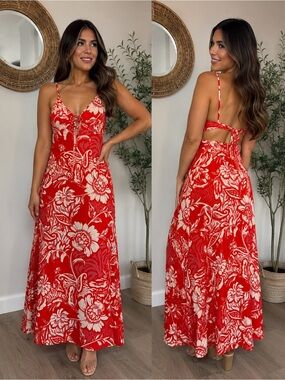 Paper heart Floral V-Neck Maxi Dress - Elegant Summer Style